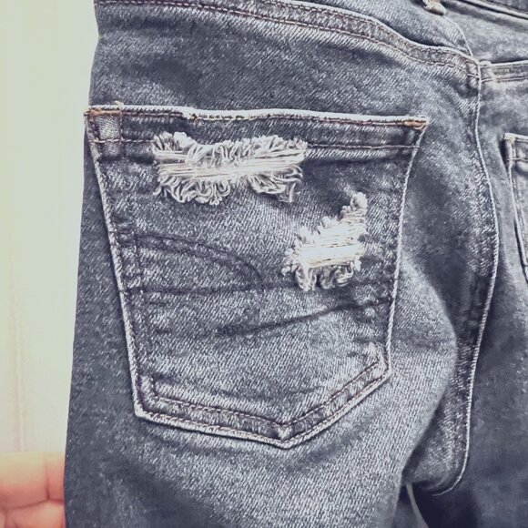 American Eagle Mom Jean-Stretch-Distressed-Skinny/Ankle Denim-Size 00-Blue/White - Picture 13 of 16